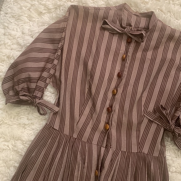 VINTAGE Brown Stripe Dress - Picture 2 of 4